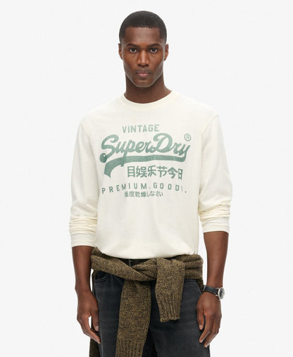 Classic Vintage Logo Graphic Long Sleeve Top | Ecru