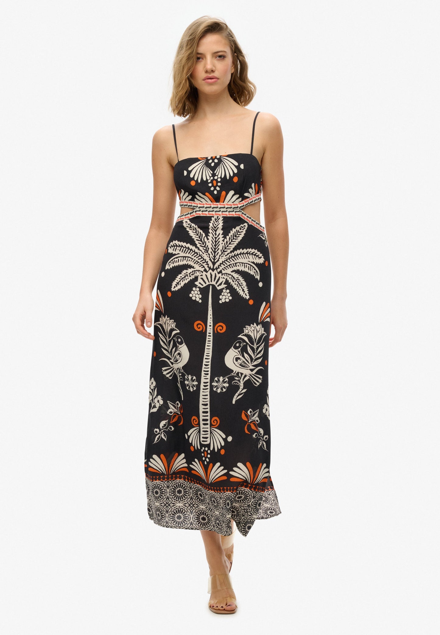 Statement Cut-Out Maxi Slim Fit Dress | Jungle Fever Black