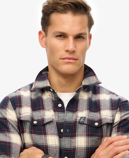 Merchant Linen Check Shirt | Navy Check