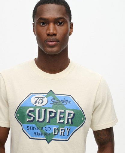 Workwear Gasoline Graphic Tee | Rice White