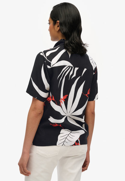 Beach Resort Shirt | Jungle Black Silhouette