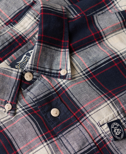 Merchant Linen Check Shirt | Navy Check