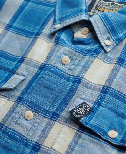 Merchant Linen Check Shirt | Blue Ombre Check