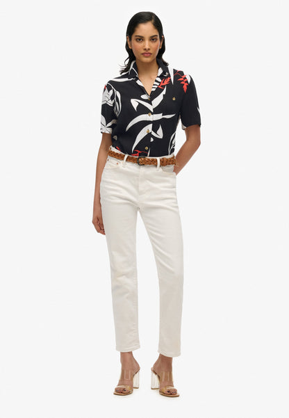 Beach Resort Shirt | Jungle Black Silhouette
