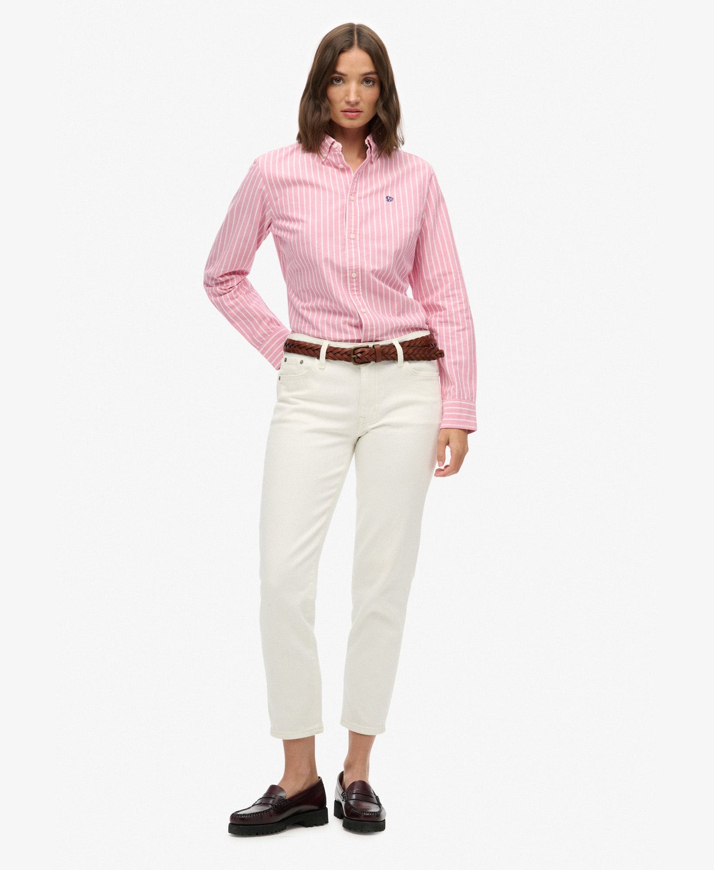Slim Oxford Long Sleeve Shirt | Broker Pink Stripe