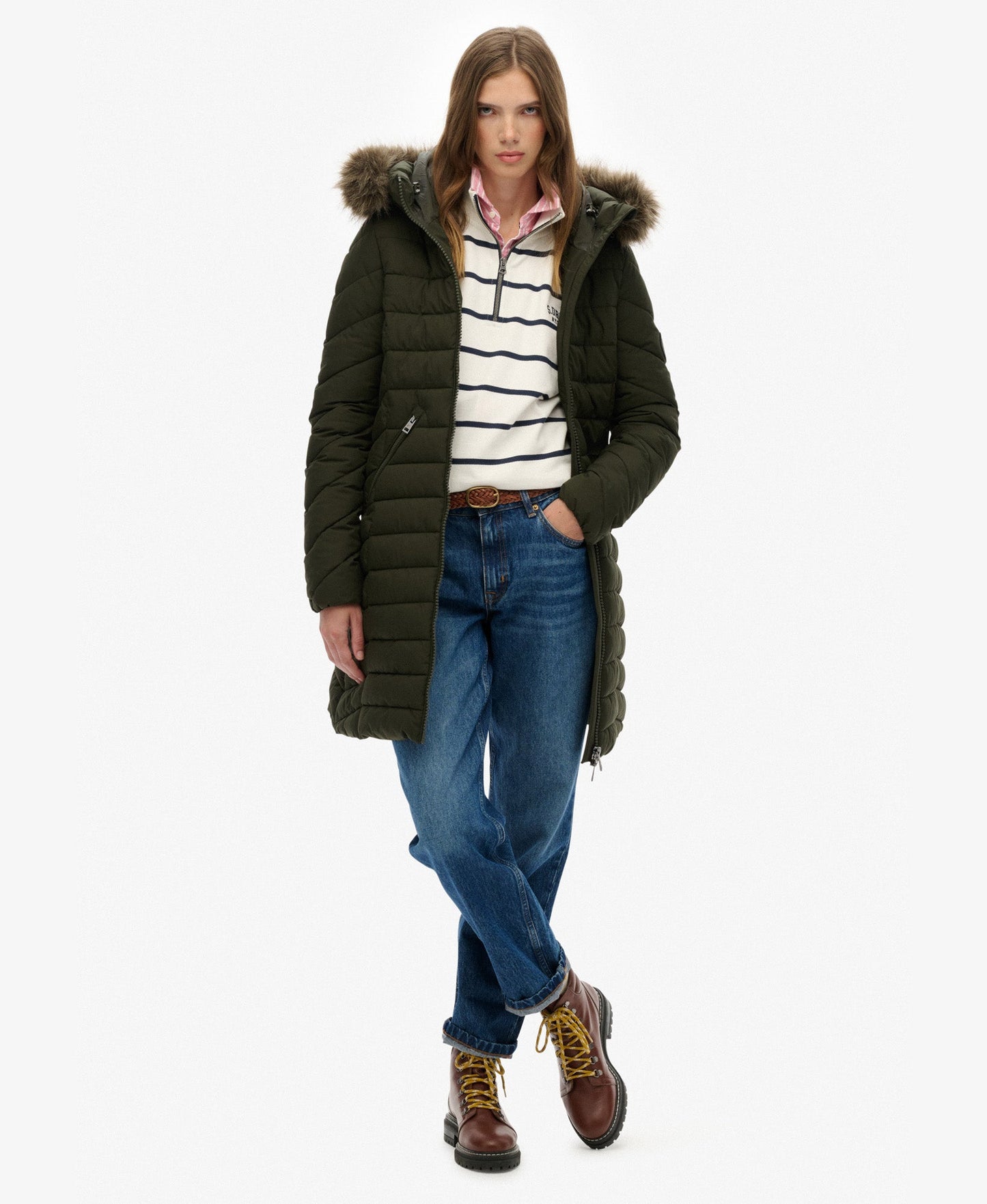 Fuji Hooded Mid Length Jacket | Surplus Goods Olive Green