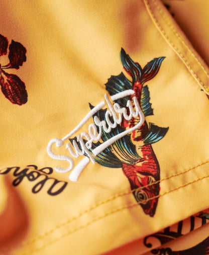 Hawaiian Print Swim Shorts | Aloha Golden Yellow