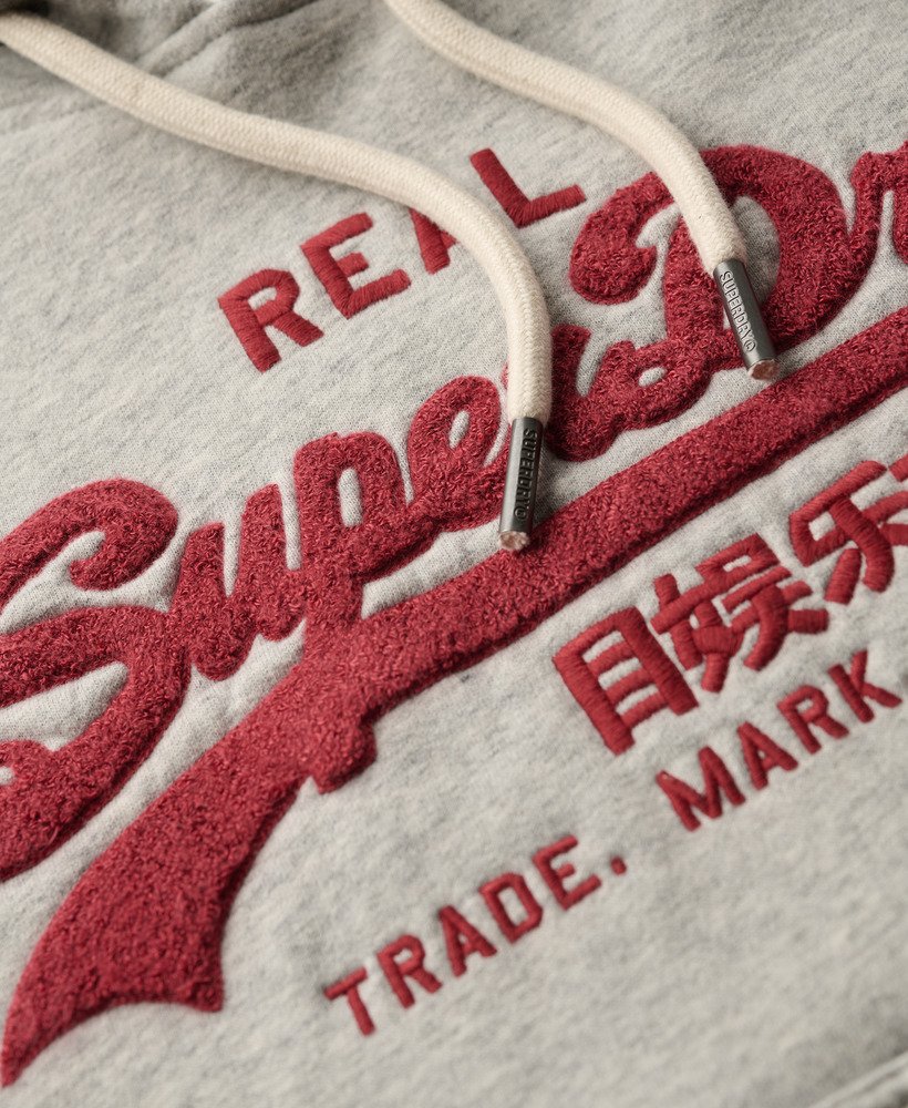Chenille Vintage Logo Graphic Hoodie | Athletic Grey Marle