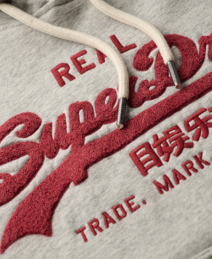 Chenille Vintage Logo Graphic Hoodie | Athletic Grey Marle