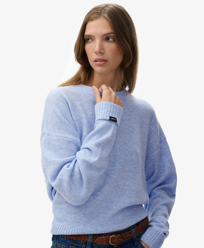 Slouchy Crew Neck Jumper | Pastel Blue Twist