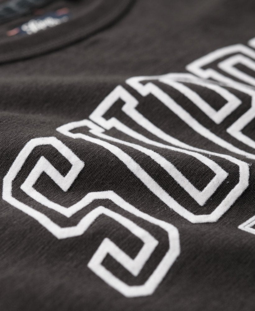 Athletic Graphic Fitted Slim Fit Tee | Bison Black Slub