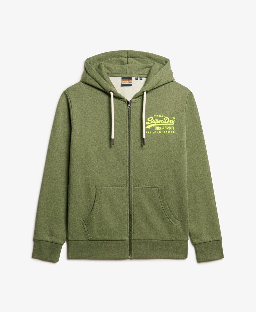 Neon Vintage Logo Graphic Ziphood | Thrift Olive Marle