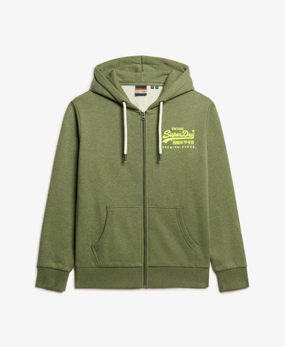 Neon Vintage Logo Graphic Ziphood | Thrift Olive Marle
