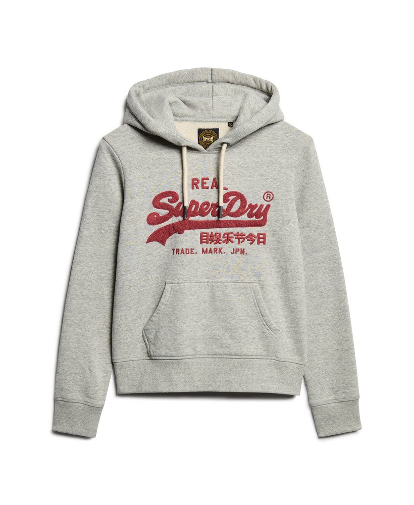 Chenille Vintage Logo Graphic Hoodie | Athletic Grey Marle