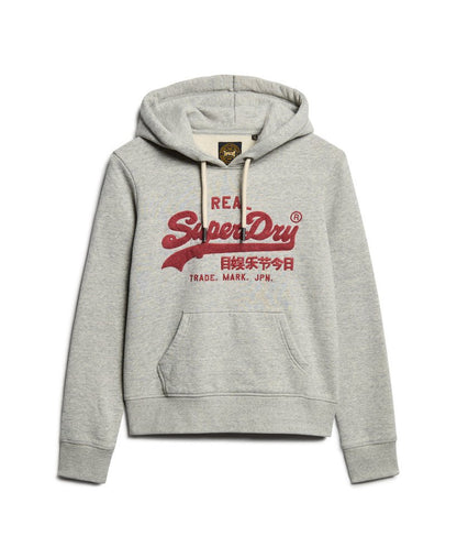 Chenille Vintage Logo Graphic Hoodie | Athletic Grey Marle