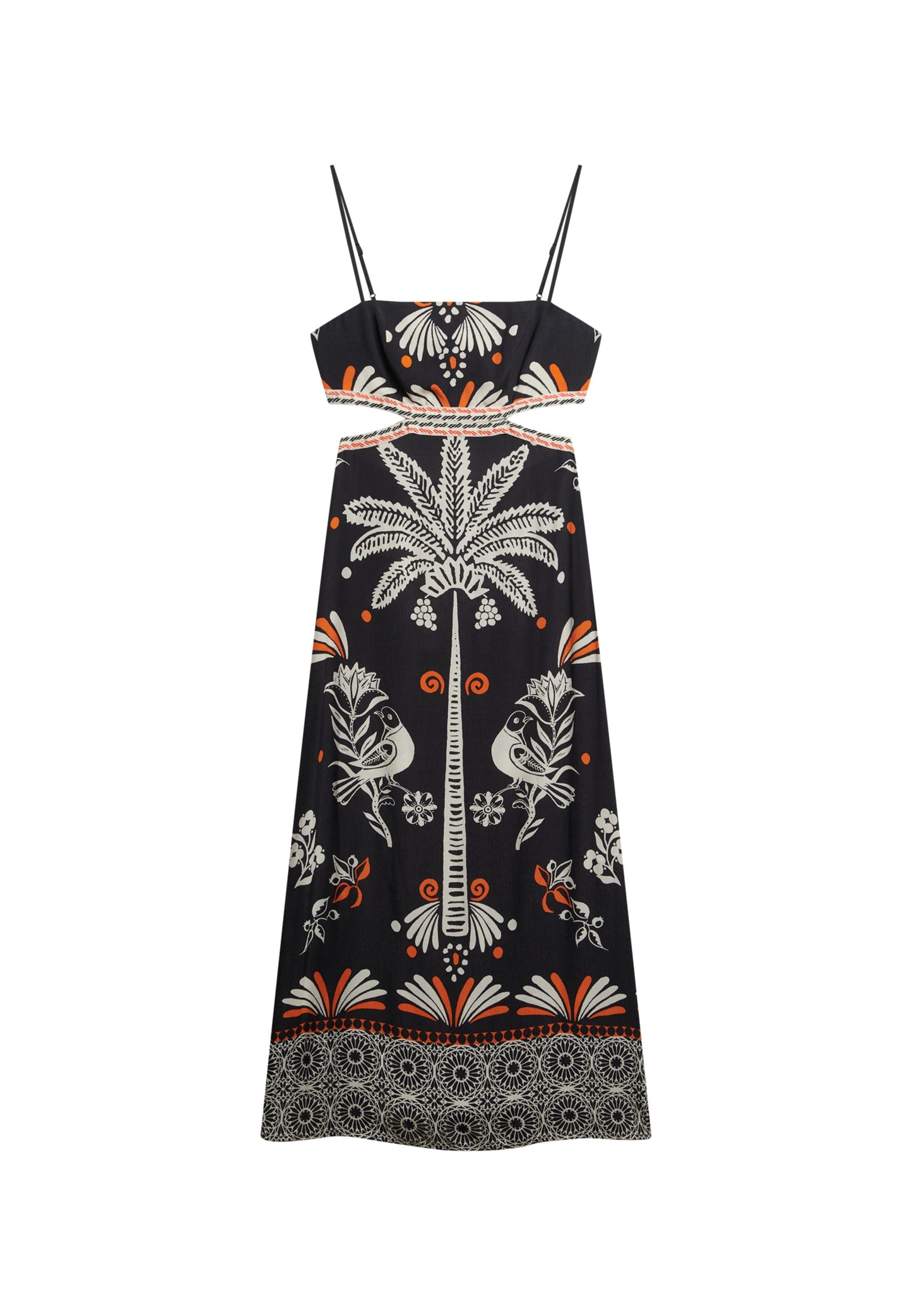 Statement Cut-Out Maxi Slim Fit Dress | Jungle Fever Black