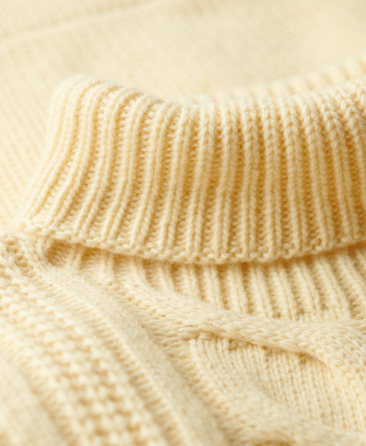 Merchant Cable Roll Neck | Off White
