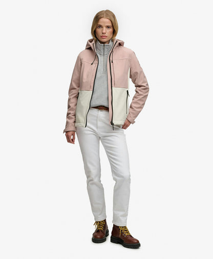 Hooded Colourblock Trekker Slim Fit Jacket | Adobe Rose/Off White
