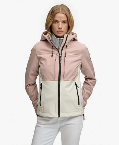 Hooded Colourblock Trekker Slim Fit Jacket | Adobe Rose/Off White